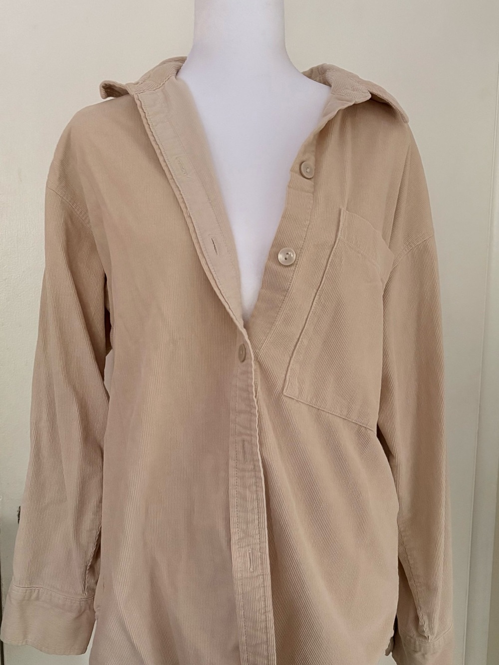 Abercrombie & Fitch Beige Corduroy Shirt Jacket